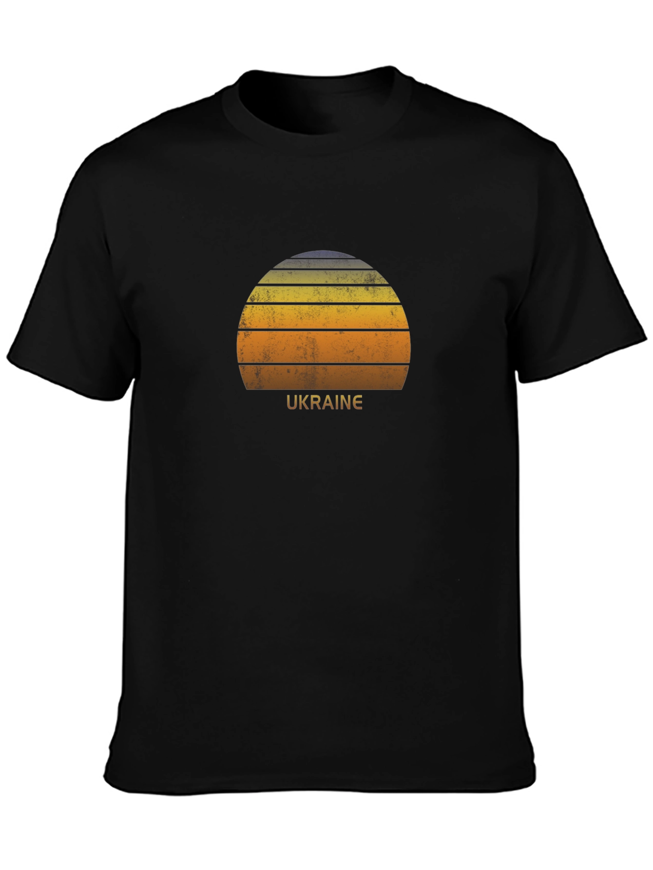 Ukraine Retro Sunset Graphic Tee - Stylish Black T-Shirt