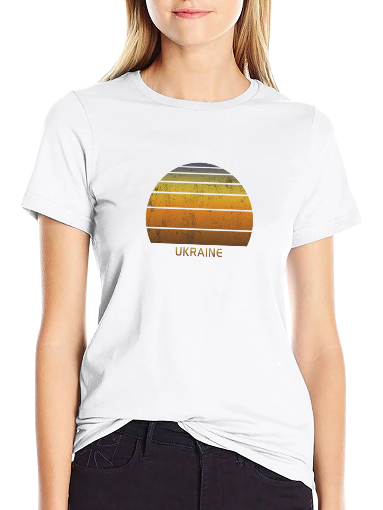 Ukraine Retro Sunset Graphic Tee - Stylish Black T-Shirt