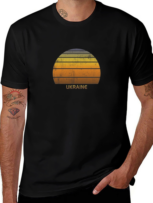 Ukraine Retro Sunset Graphic Tee - Stylish Black T-Shirt