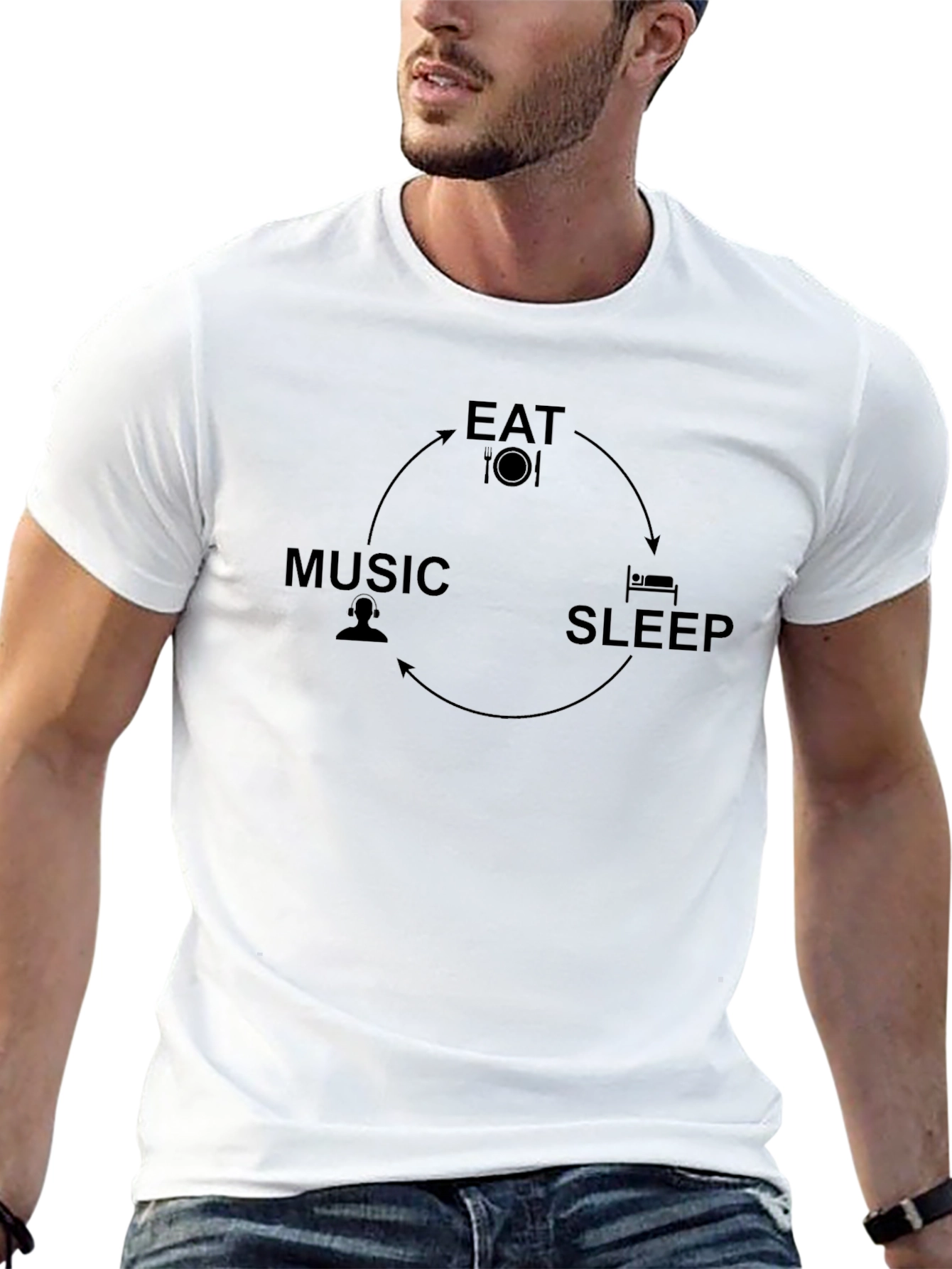 Eat Sleep Music Cycle T-Shirt - Soft Cotton Tee