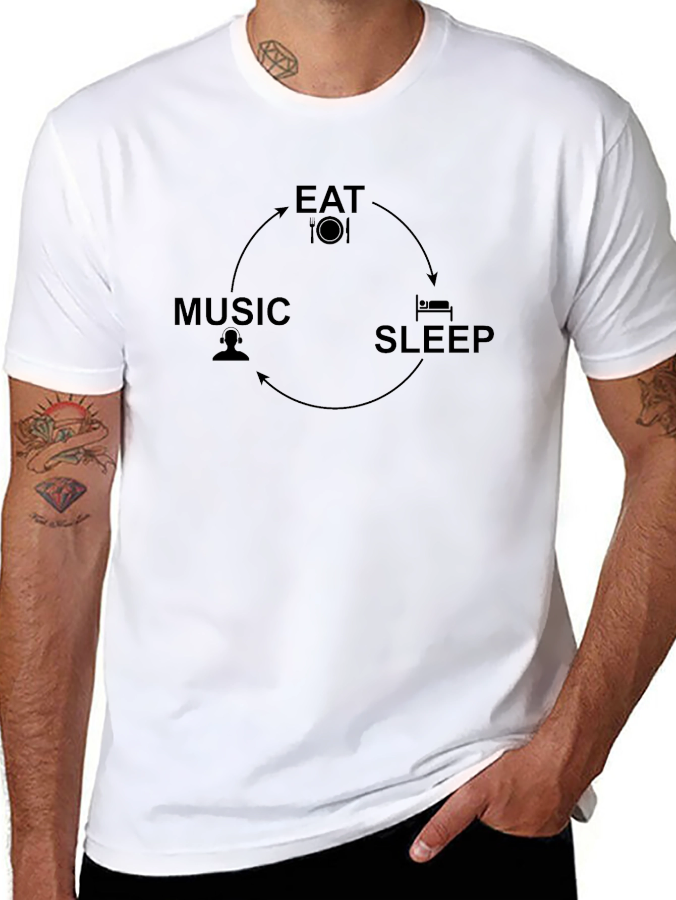 Eat Sleep Music Cycle T-Shirt - Soft Cotton Tee