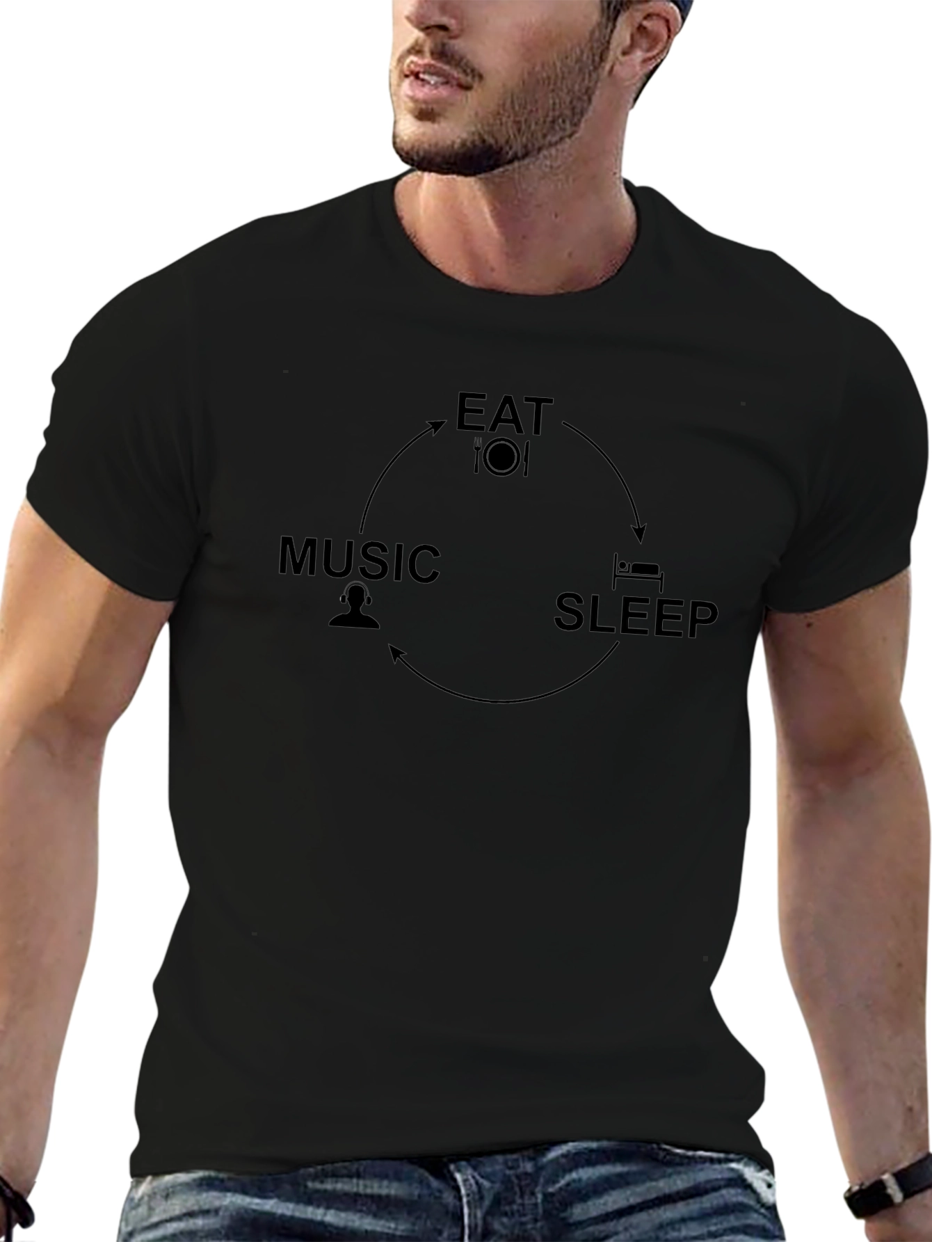 Eat Sleep Music Cycle T-Shirt - Soft Cotton Tee