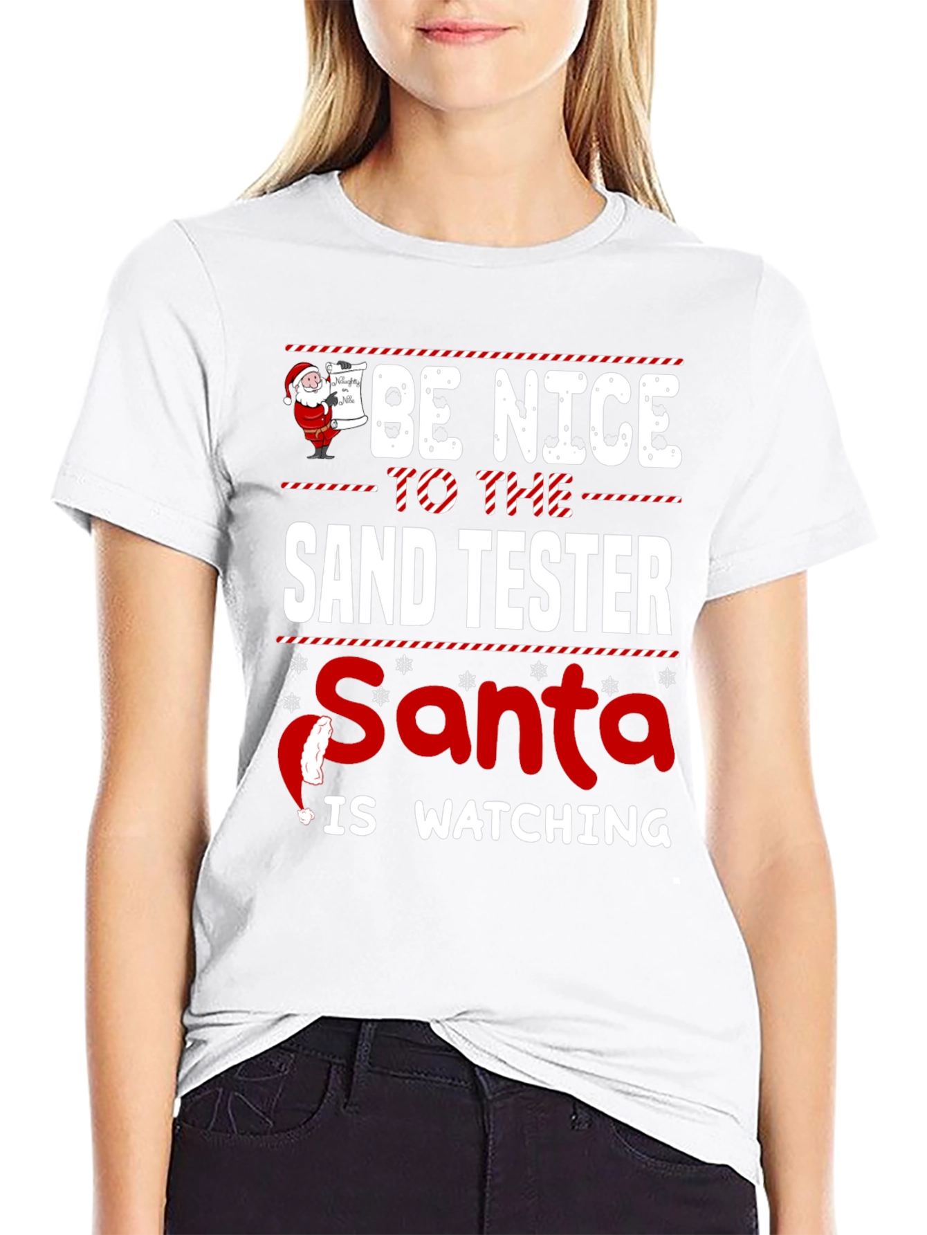 Be Nice To The Sand Tester Santa T-Shirt