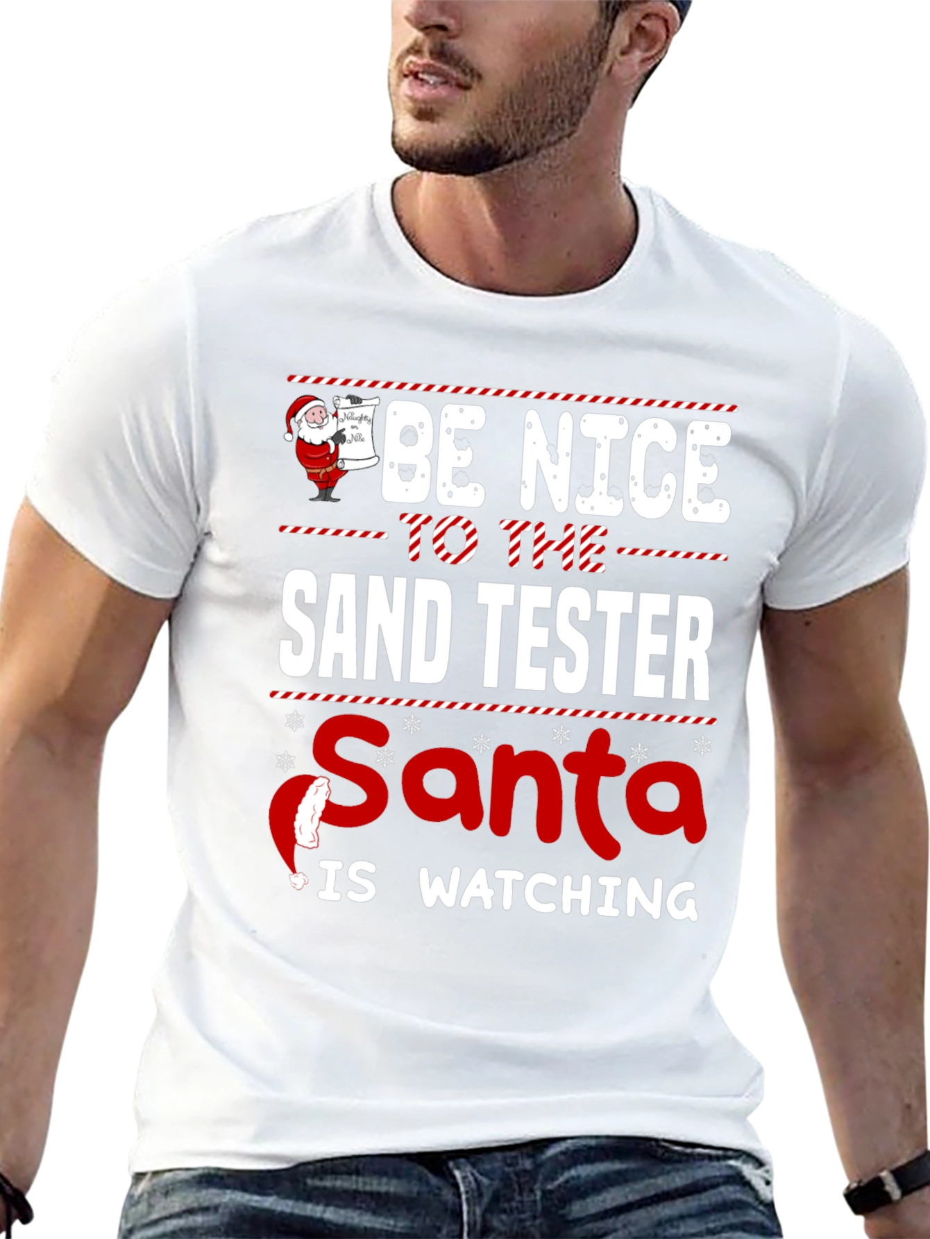 Be Nice To The Sand Tester Santa T-Shirt