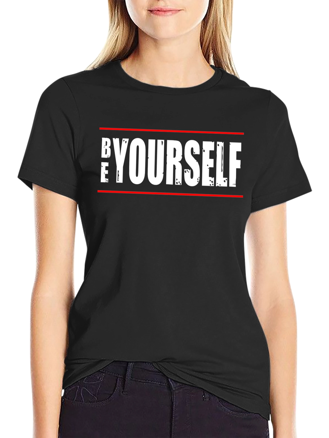 Be Yourself Graphic Tee - Trendy Black Cotton T-Shirt