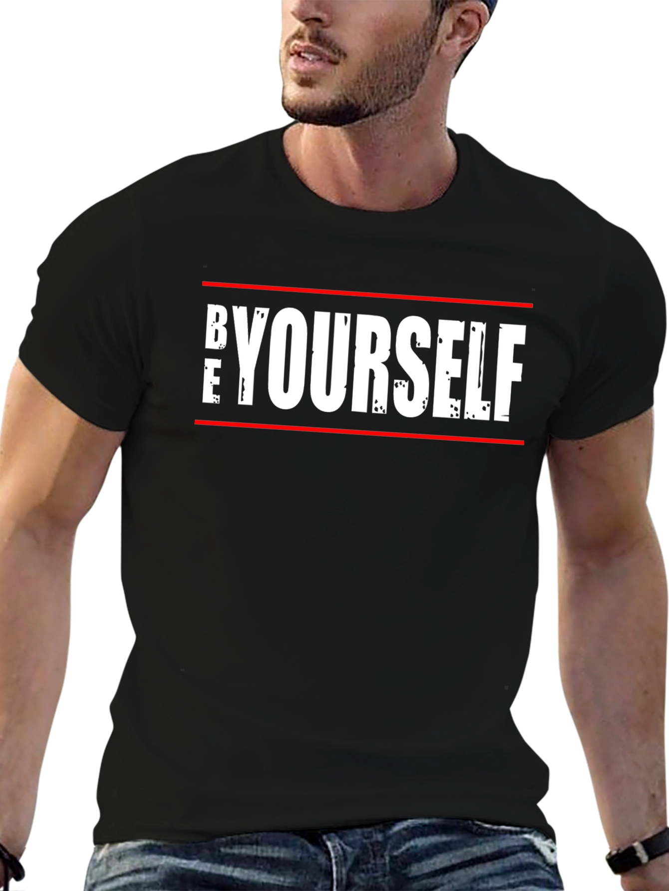 Be Yourself Graphic Tee - Trendy Black Cotton T-Shirt