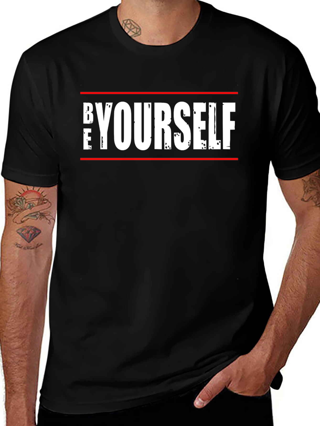 Be Yourself Graphic Tee - Trendy Black Cotton T-Shirt