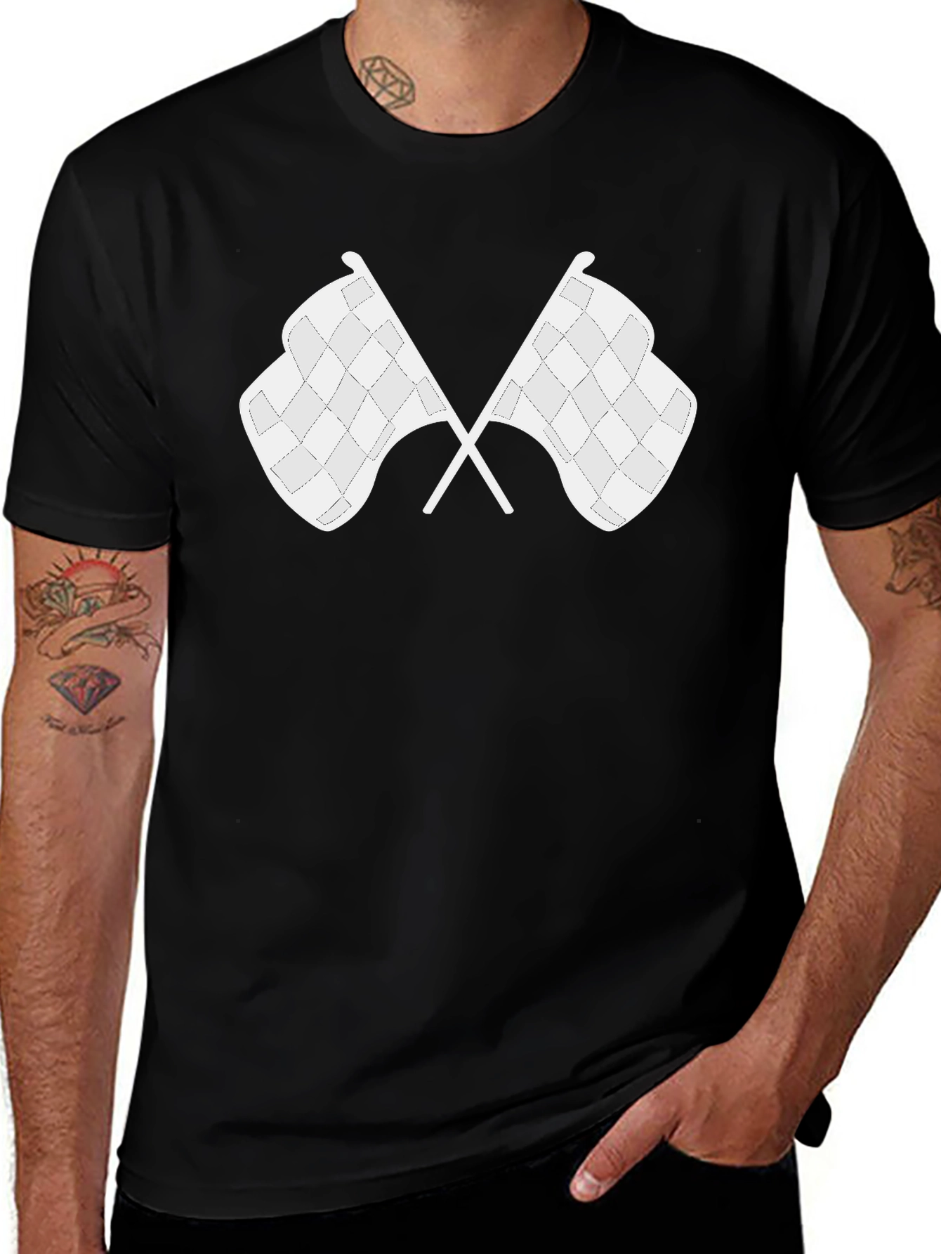 Checkered Flags Graphic T-Shirt - Racing Fan Apparel