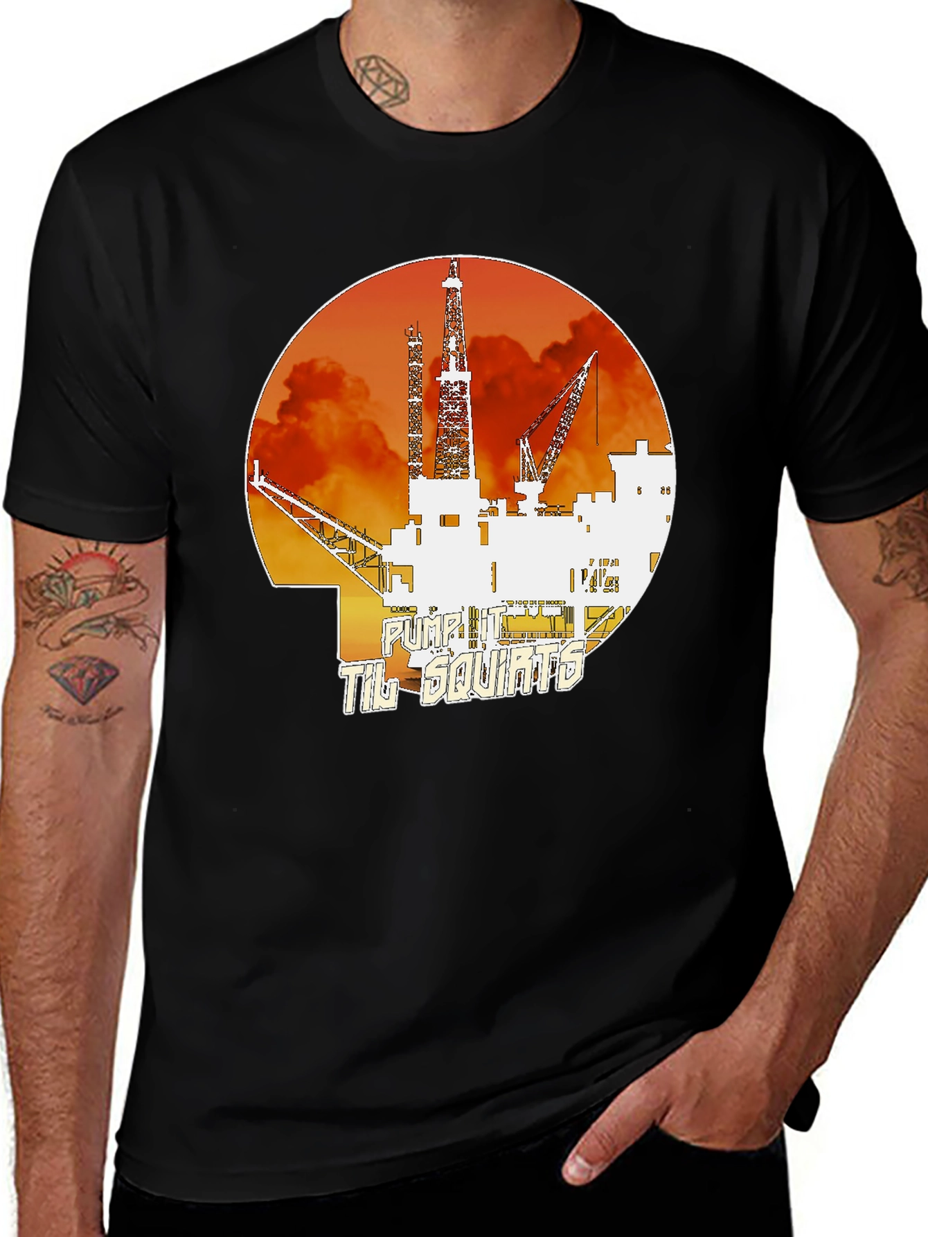 Pump It Til Squirts Black Graphic T-Shirt