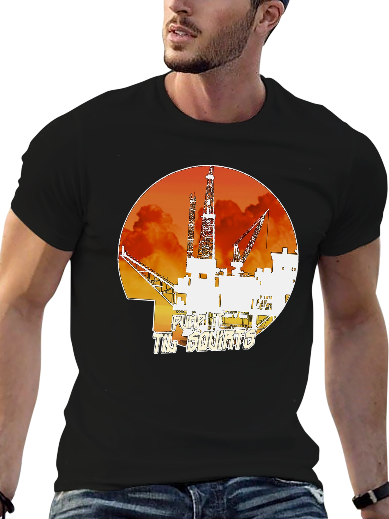 Pump It Til Squirts Black Graphic T-Shirt