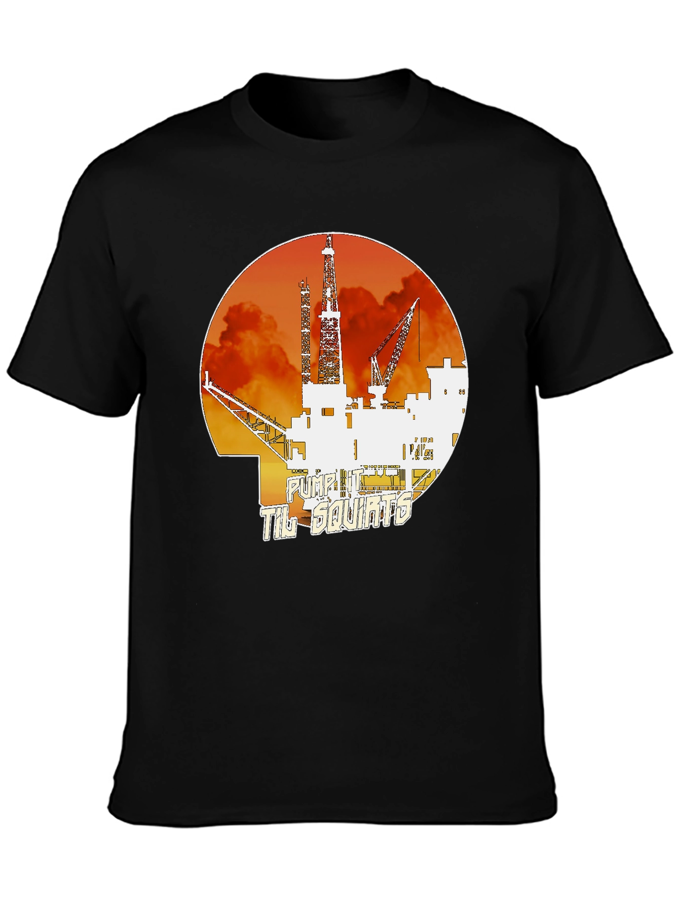 Pump It Til Squirts Black Graphic T-Shirt