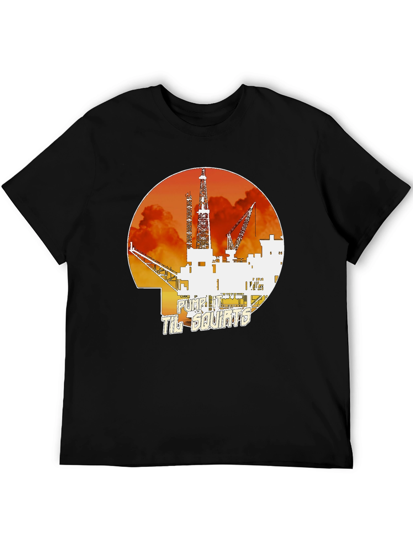 Pump It Til Squirts Black Graphic T-Shirt