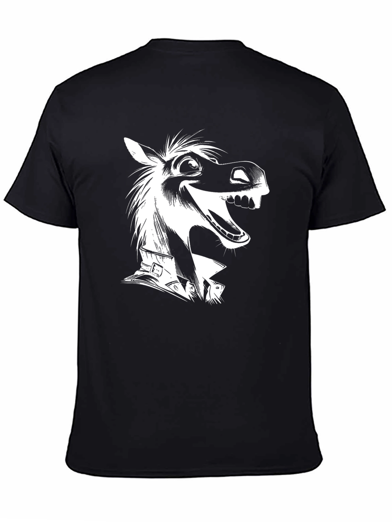 Funny Horse Graphic Tee - Black Cotton T-Shirt