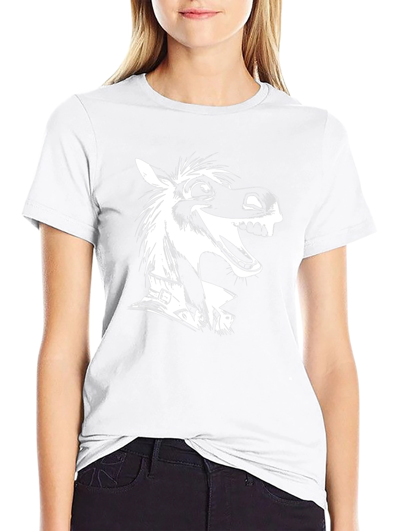 Funny Horse Graphic Tee - Black Cotton T-Shirt