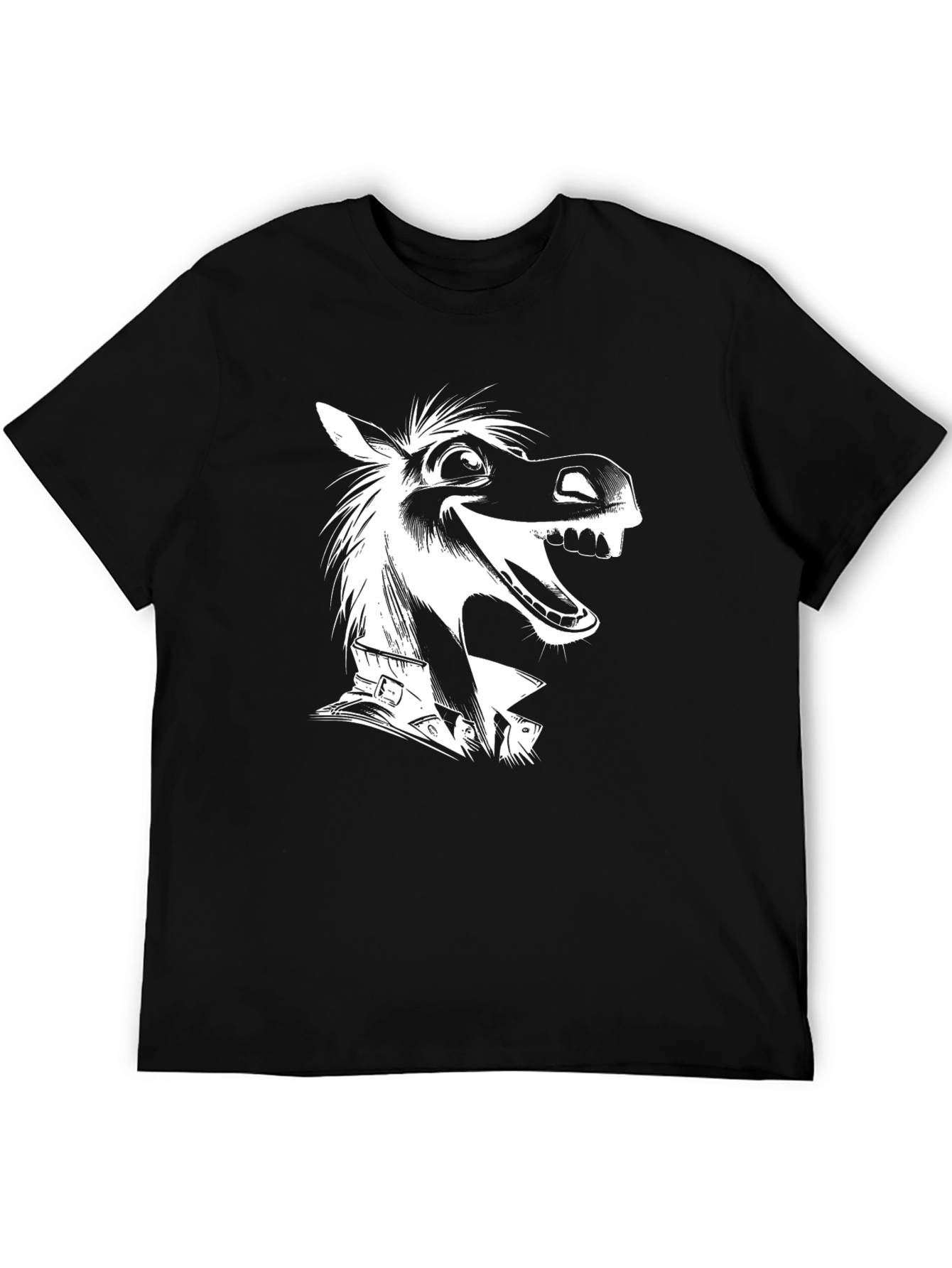 Funny Horse Graphic Tee - Black Cotton T-Shirt