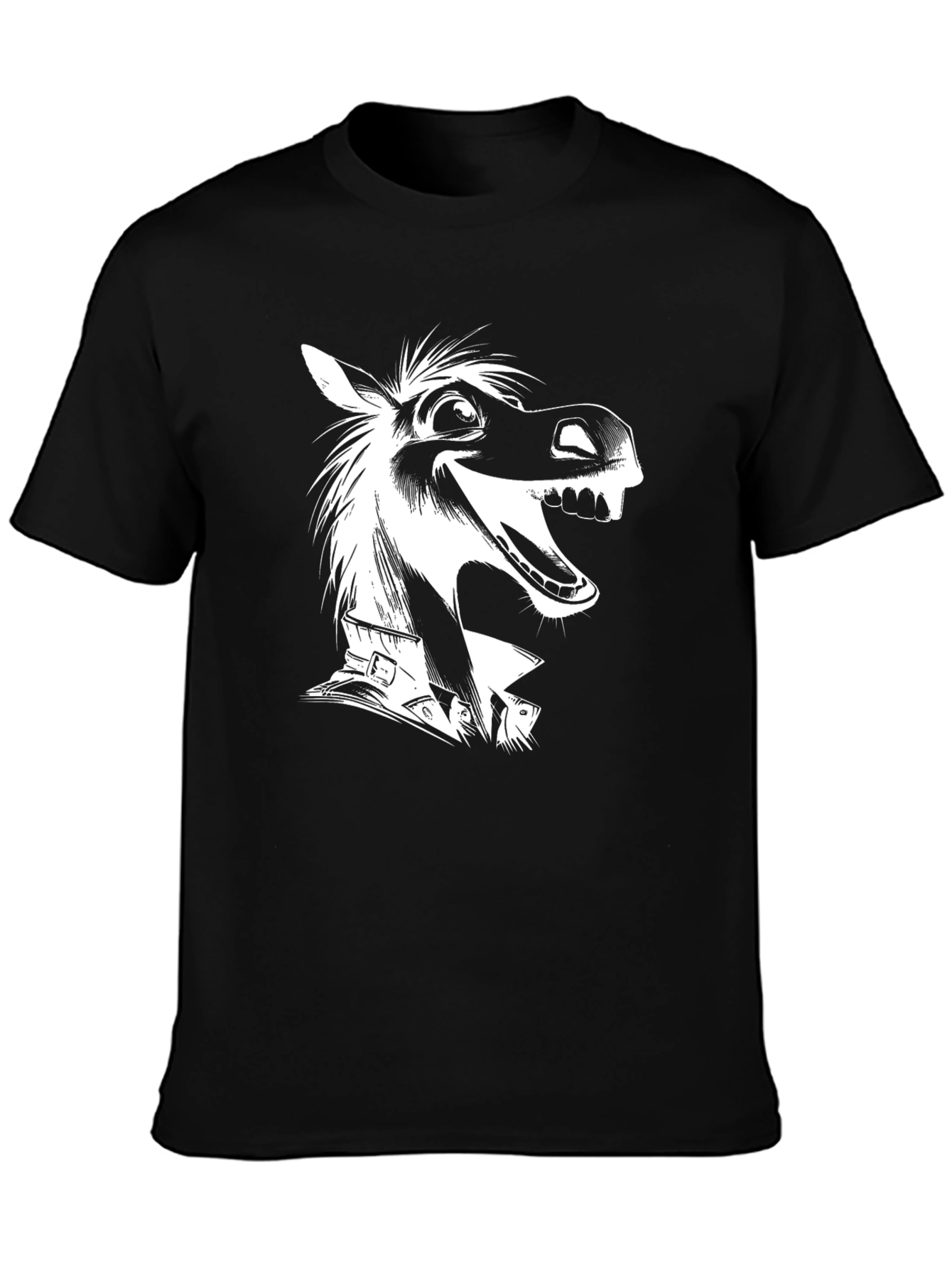Funny Horse Graphic Tee - Black Cotton T-Shirt
