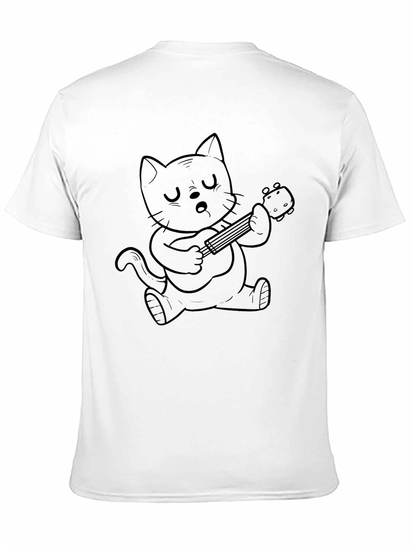 Cat Playing Ukulele Graphic T-Shirt