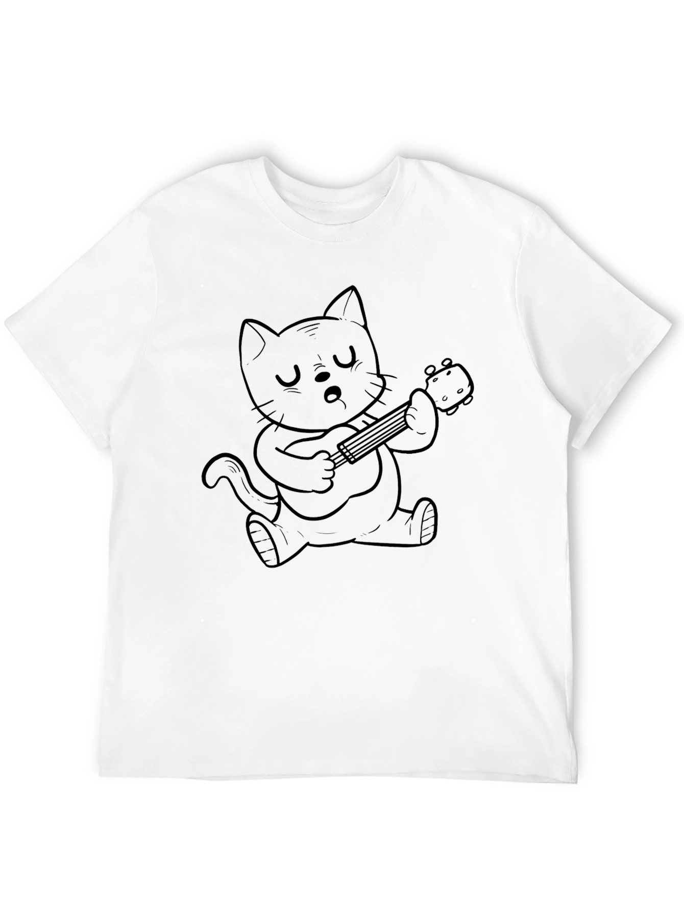 Cat Playing Ukulele Graphic T-Shirt
