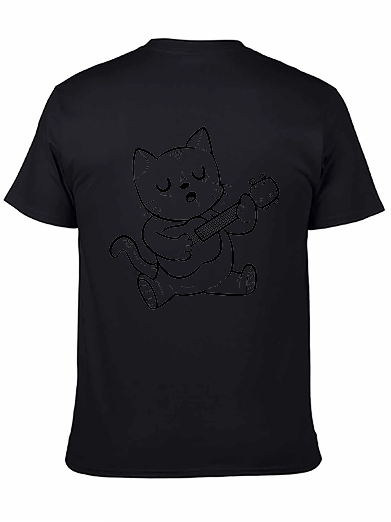 Cat Playing Ukulele Graphic T-Shirt