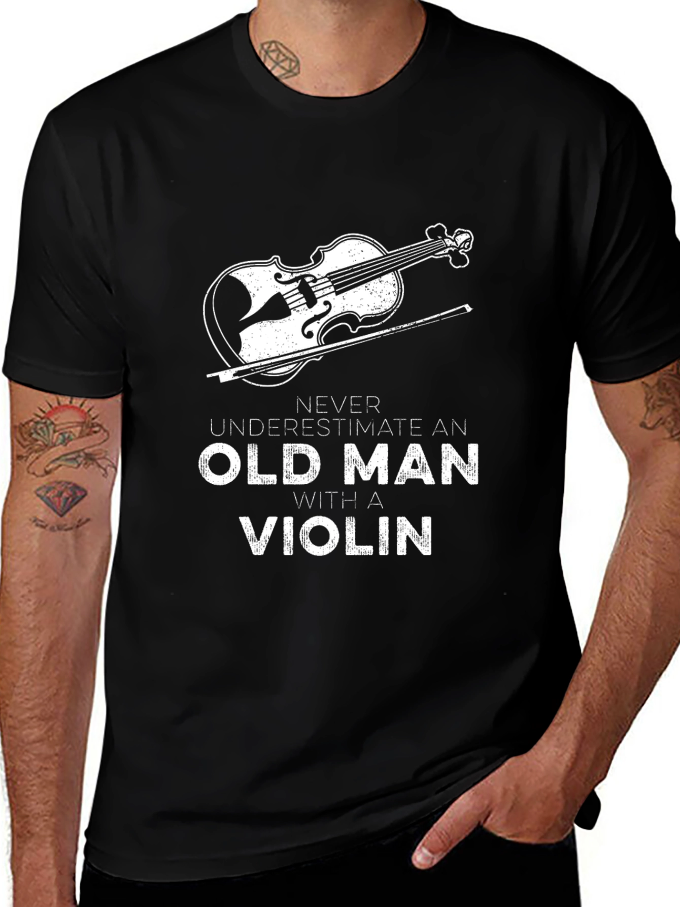 Violin Old Man Graphic T-Shirt