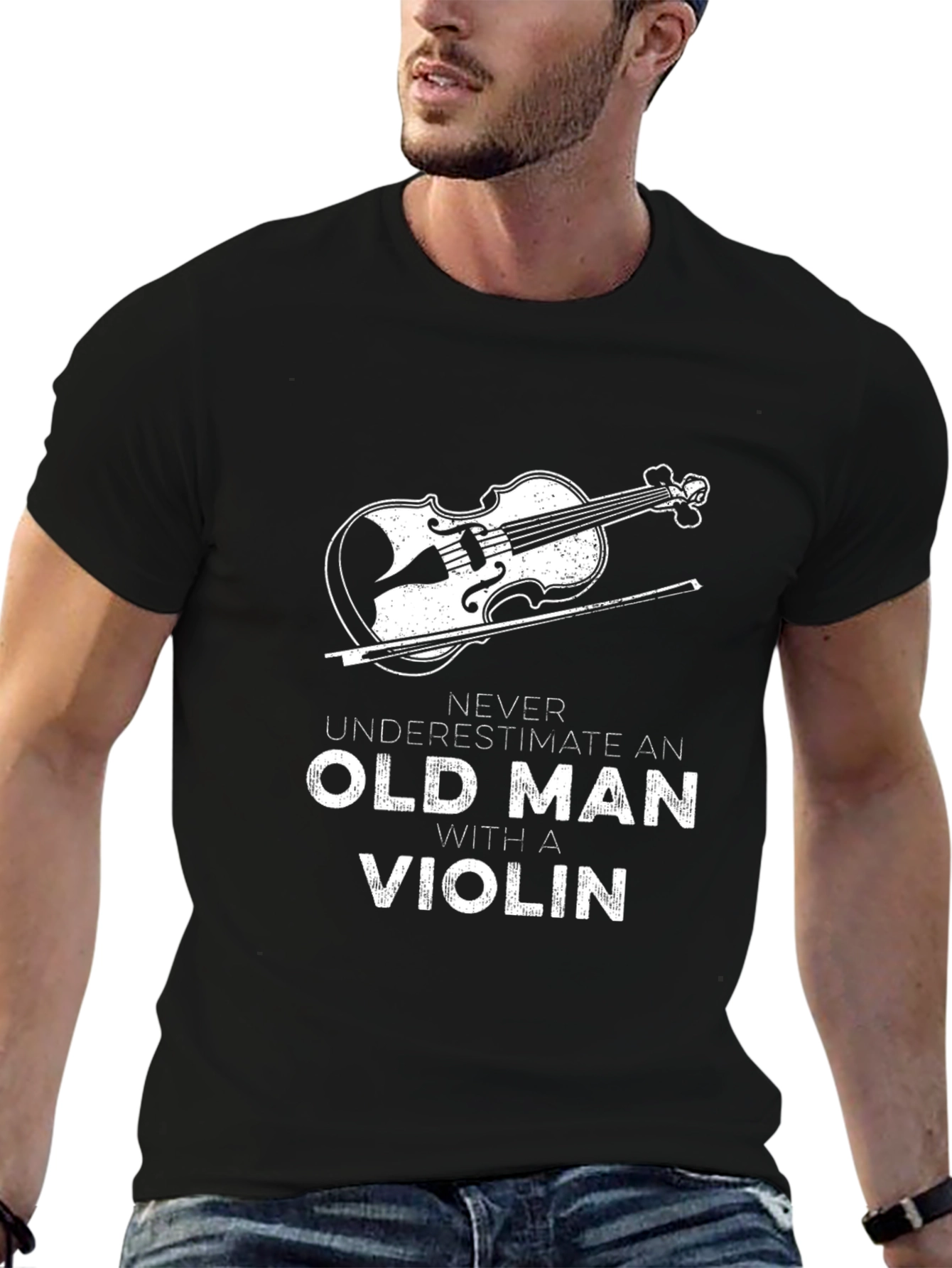 Violin Old Man Graphic T-Shirt