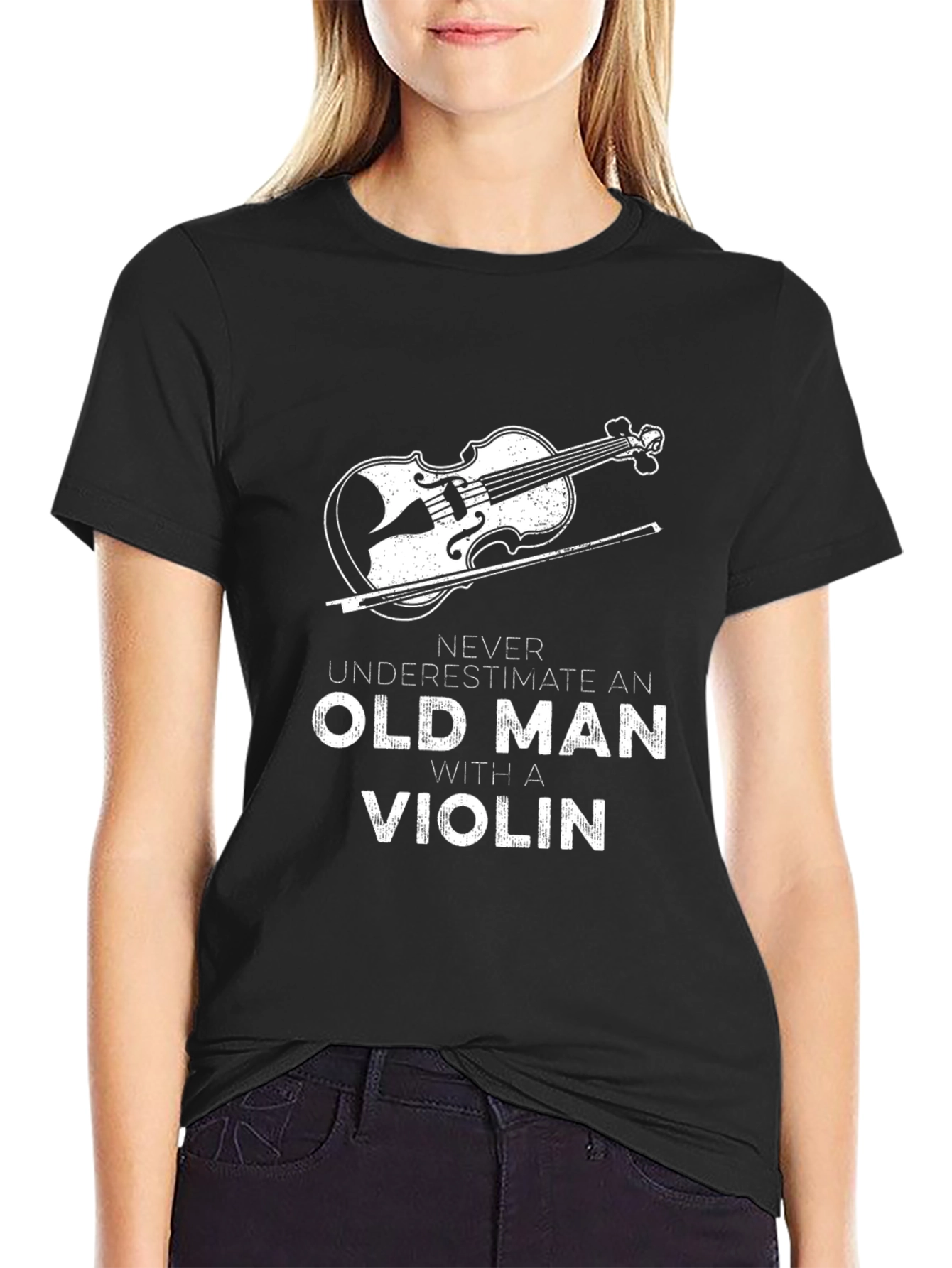 Violin Old Man Graphic T-Shirt
