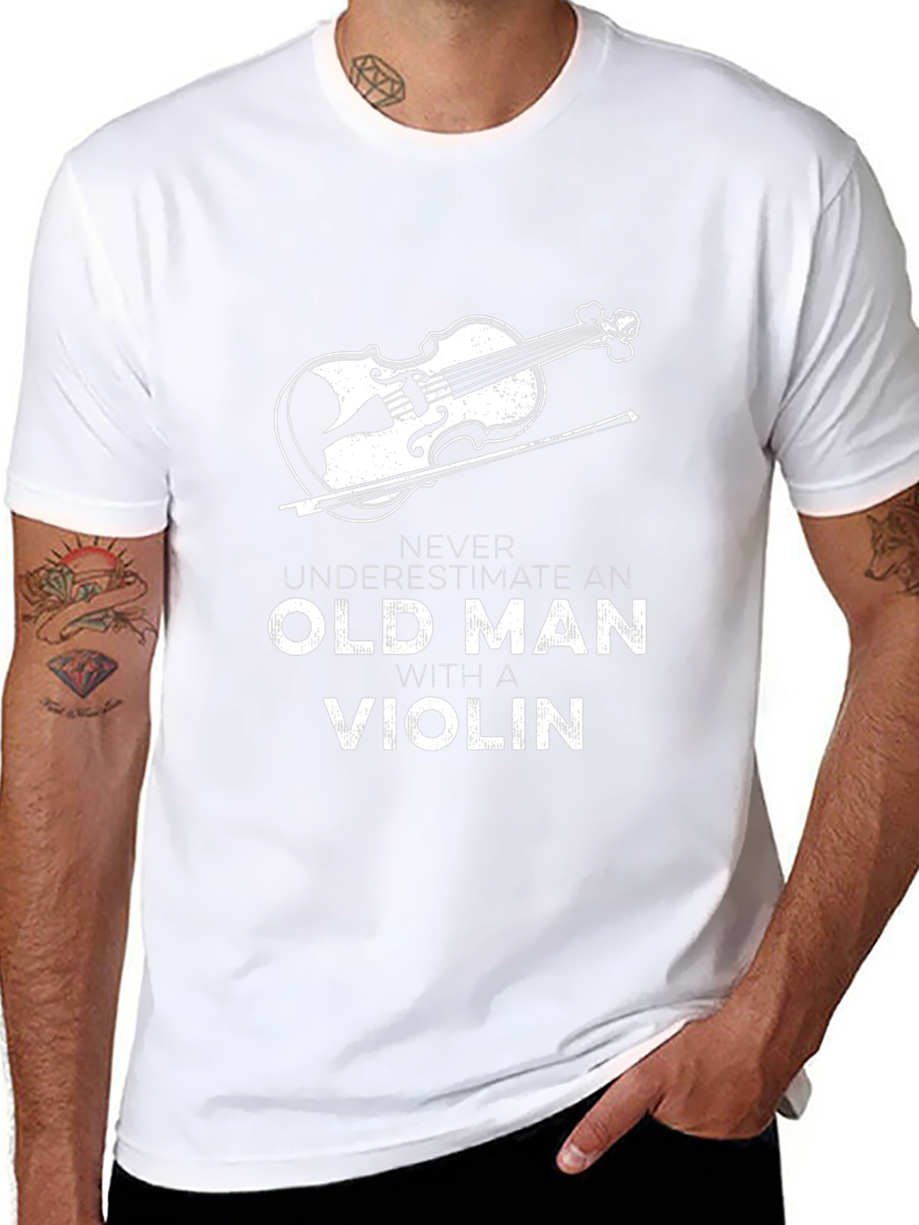 Violin Old Man Graphic T-Shirt