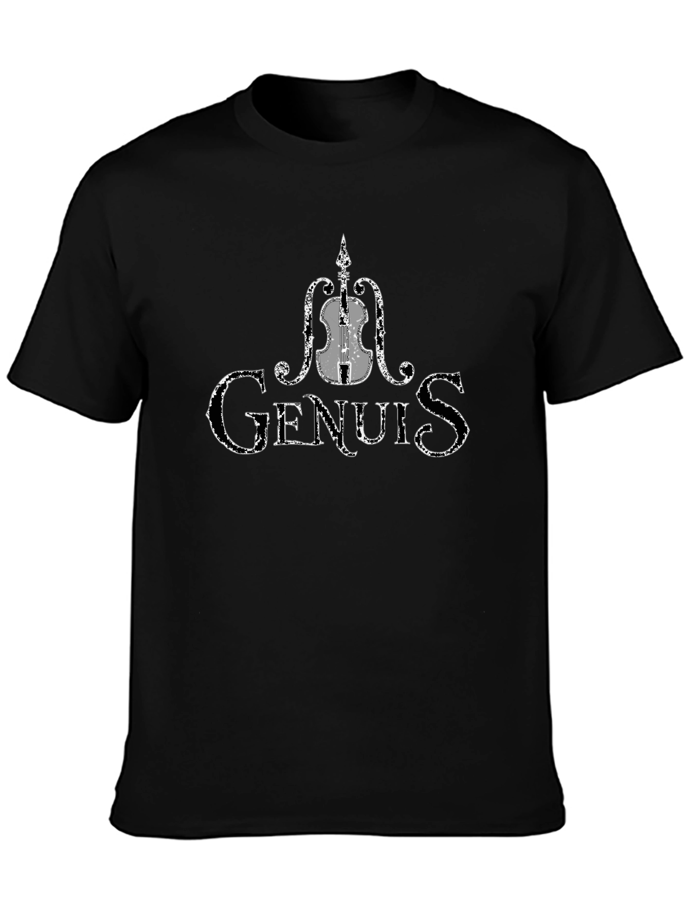 Violin Genius Graphic T-Shirt - Black