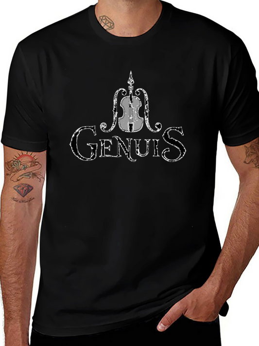 Violin Genius Graphic T-Shirt - Black