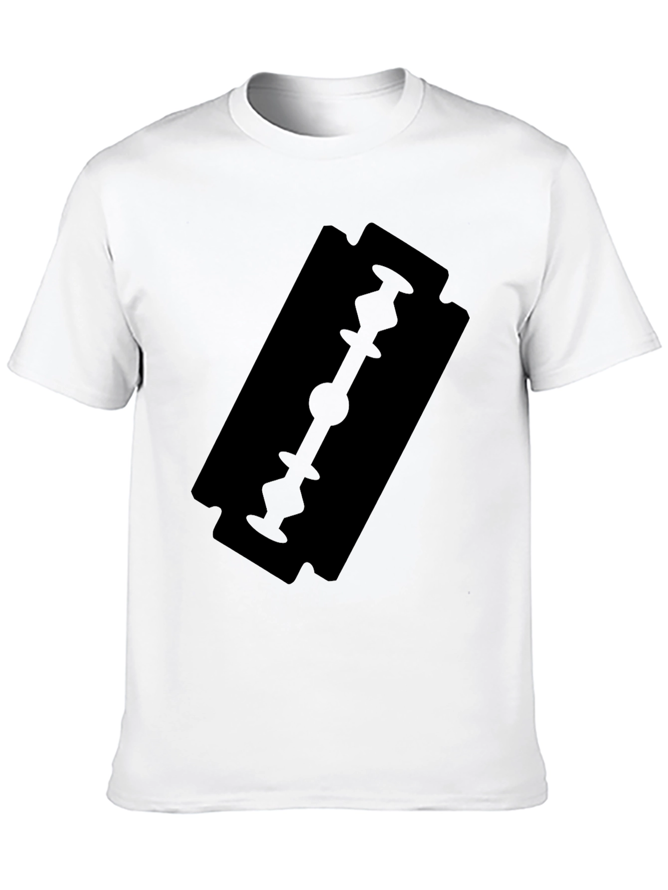 Black T-Shirt with Razor Blade Graphic