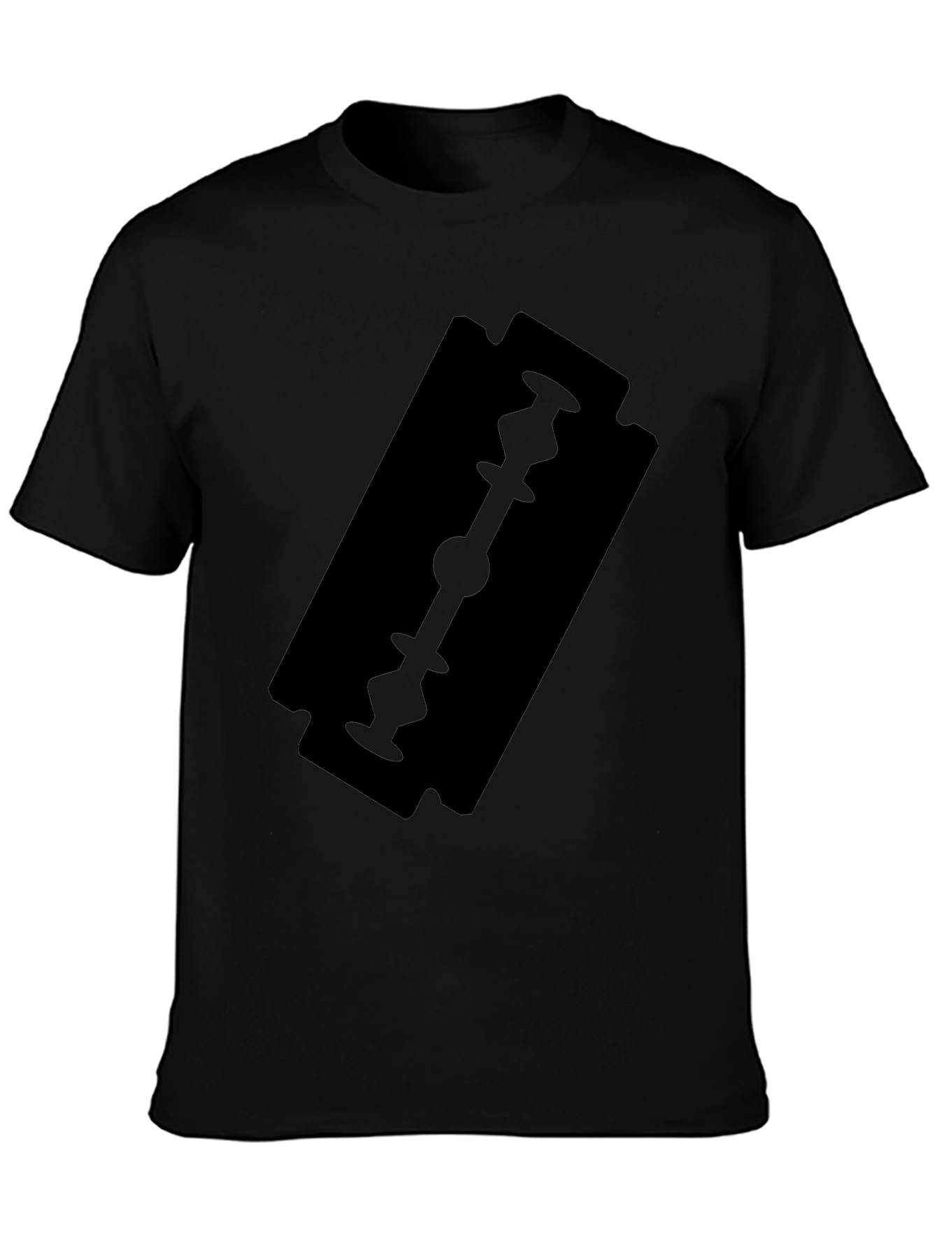 Black T-Shirt with Razor Blade Graphic
