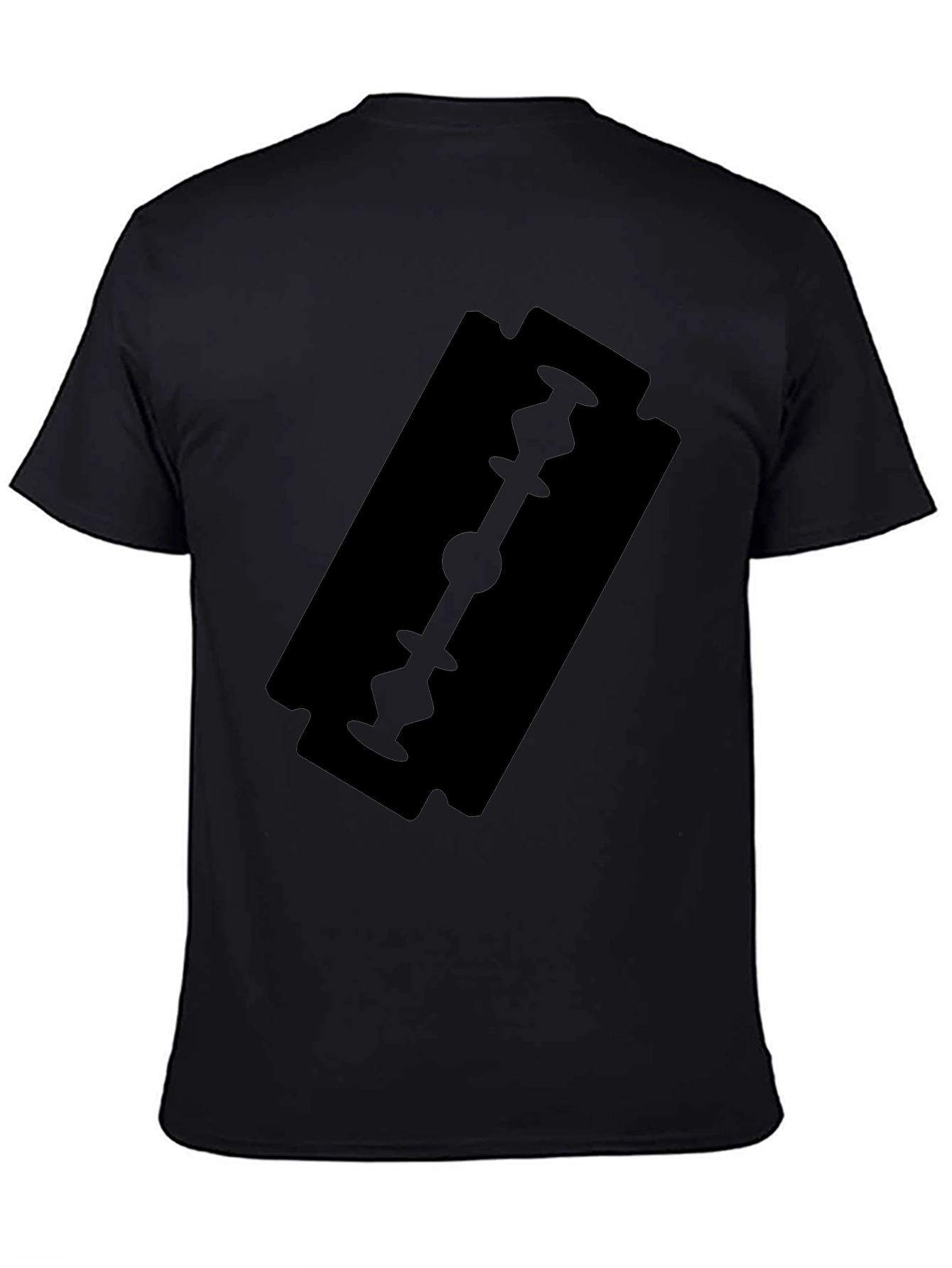 Black T-Shirt with Razor Blade Graphic