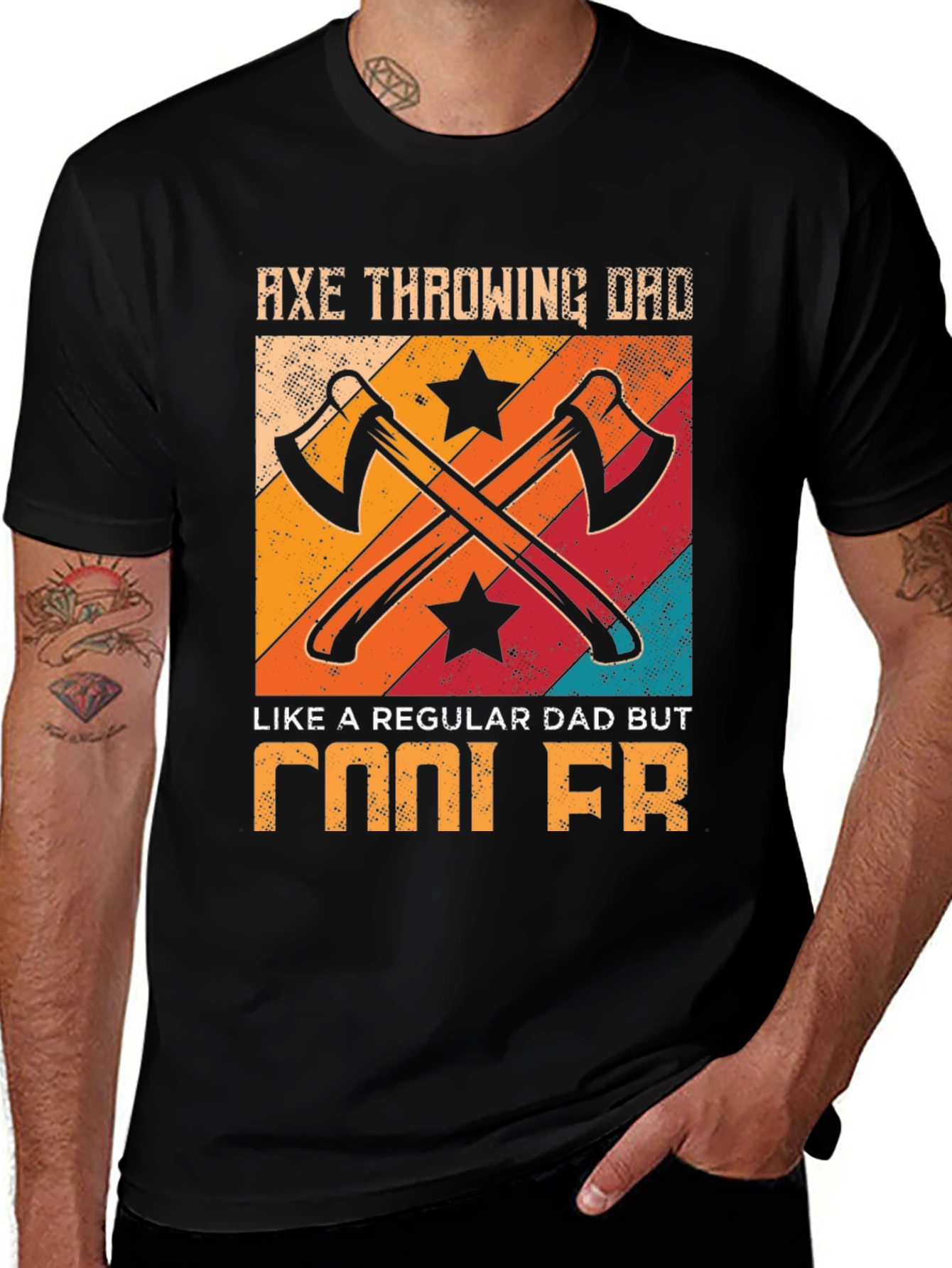Axe Throwing Dad Cool FR Graphic T-Shirt