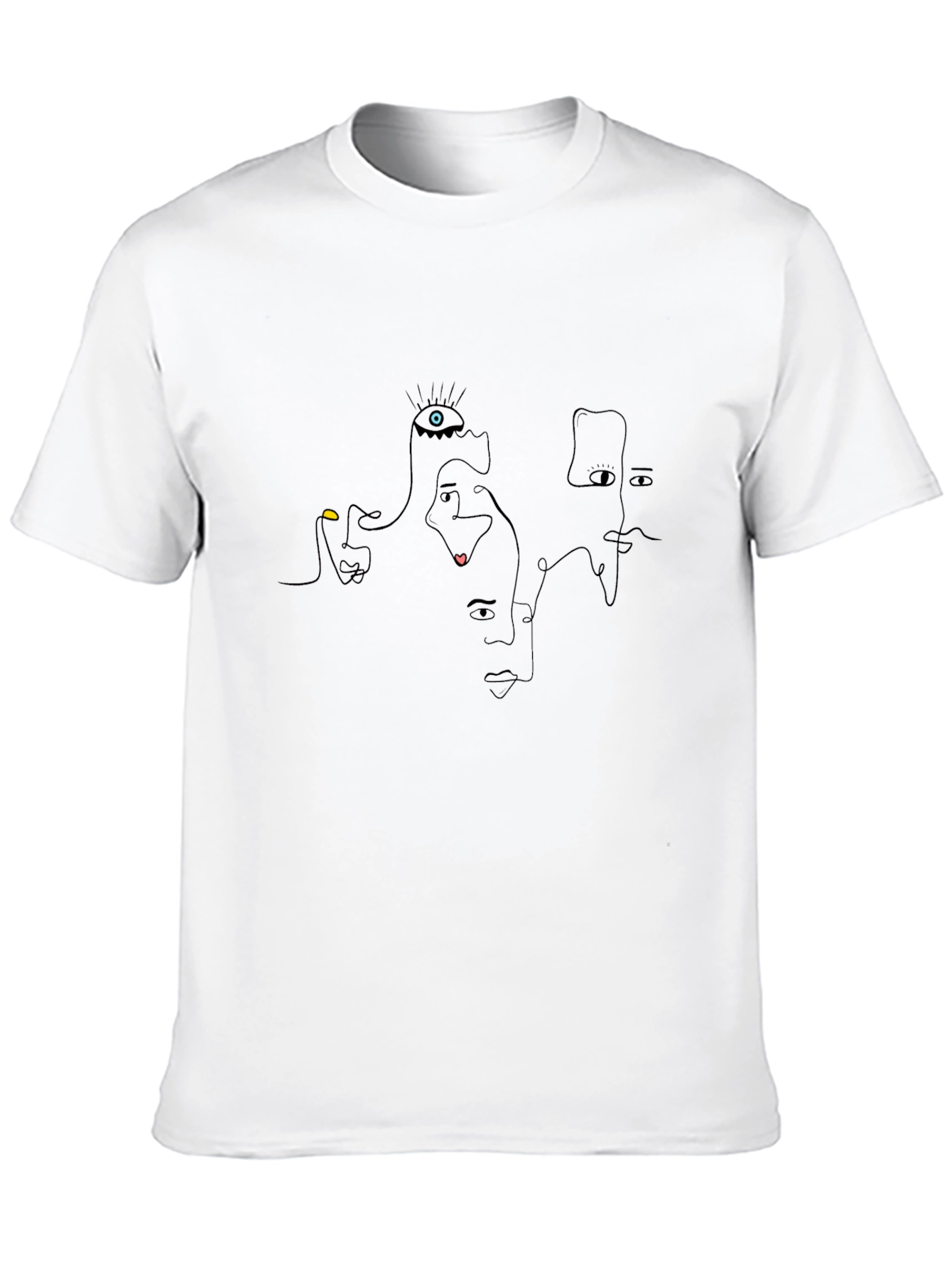 Abstract Faces Black Graphic Tee