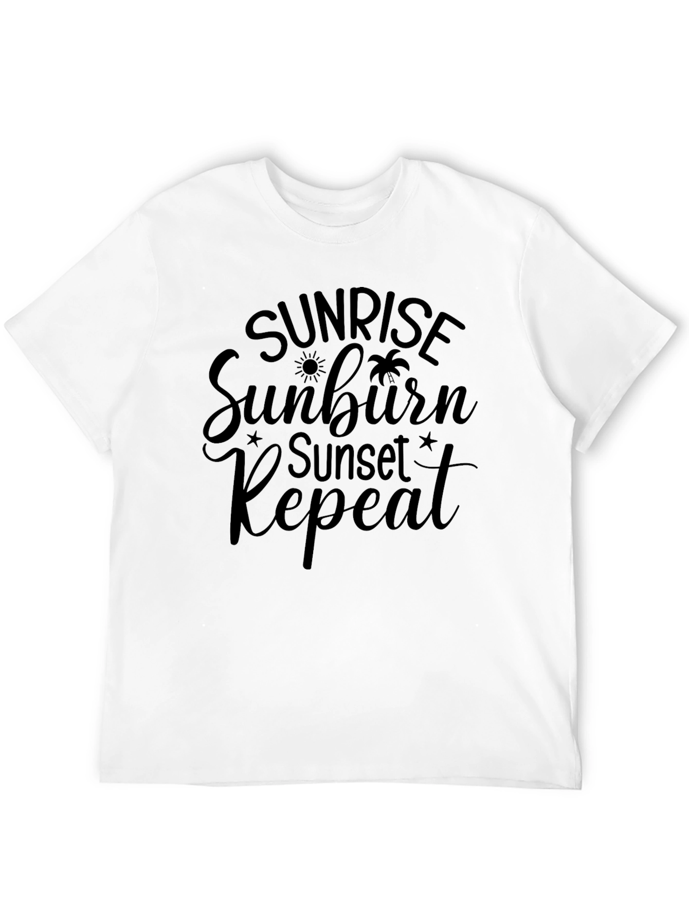 Sunrise Sunburn Sunset Repeat Black T-Shirt
