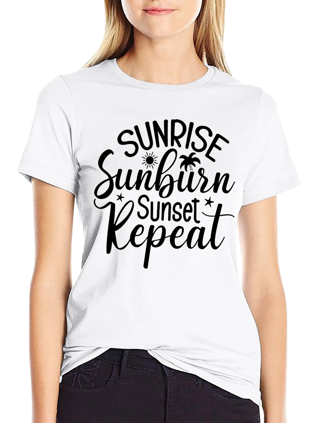 Sunrise Sunburn Sunset Repeat Black T-Shirt