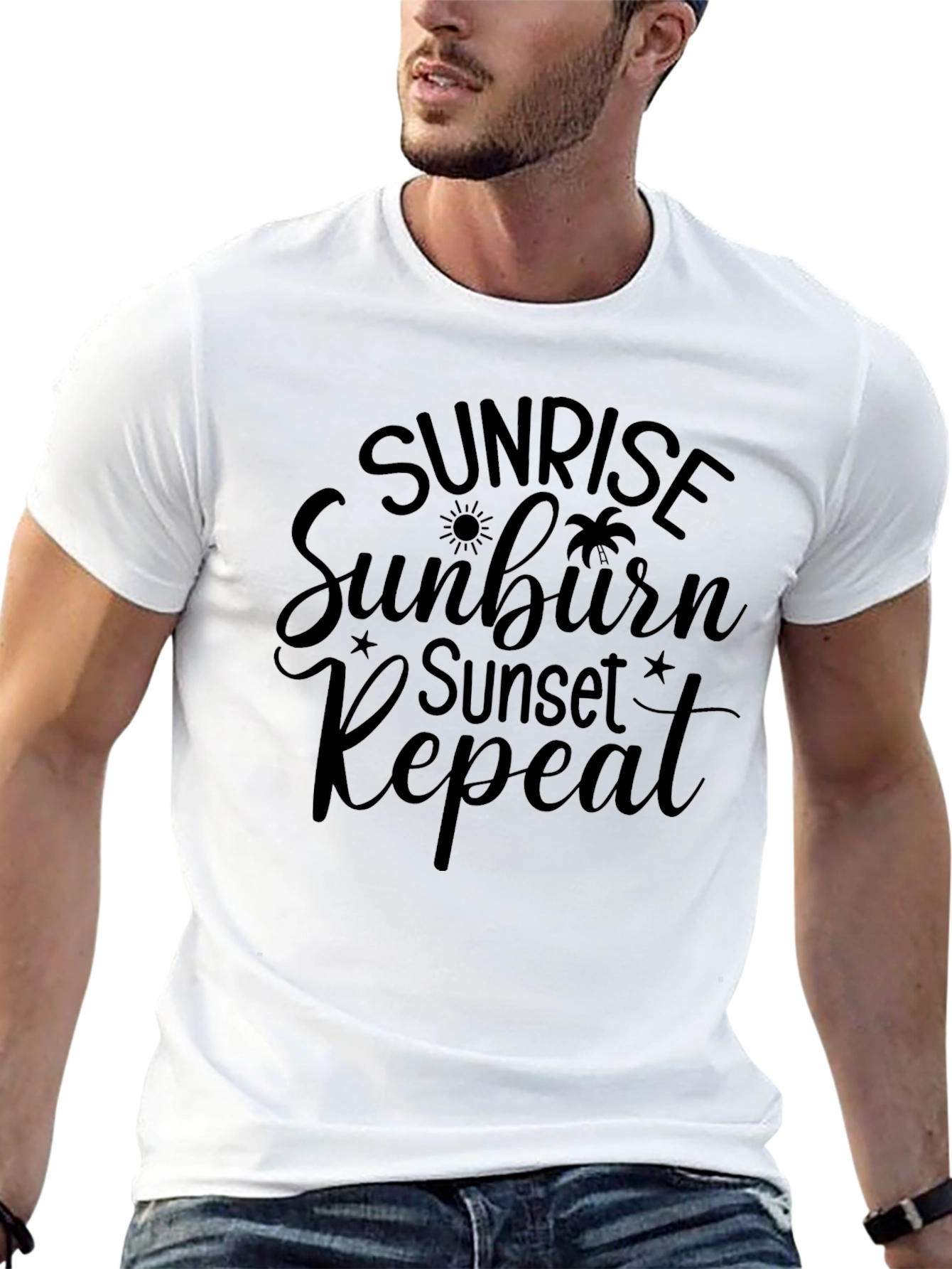 Sunrise Sunburn Sunset Repeat Black T-Shirt