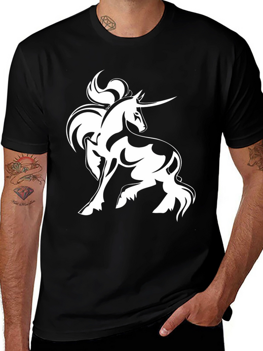 Unicorn Graphic Tee - Stylish Black Cotton T-Shirt