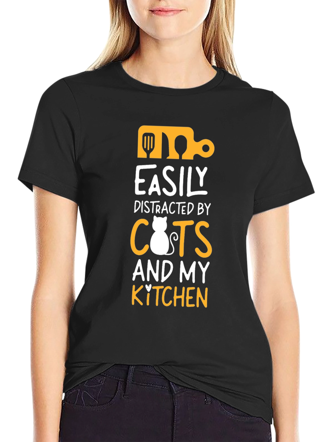 Easily Distracted by Cats and Kitchen T-Shirt