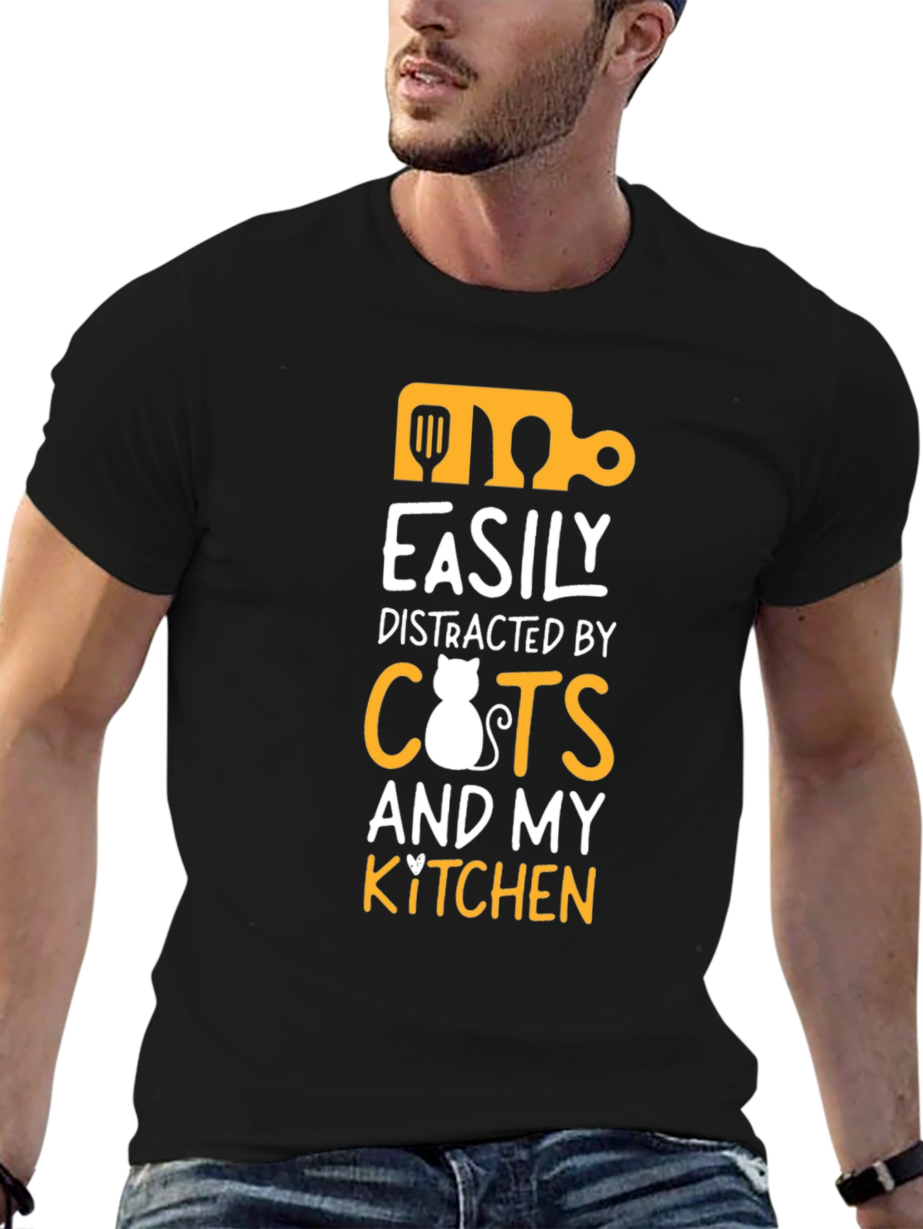 Easily Distracted by Cats and Kitchen T-Shirt
