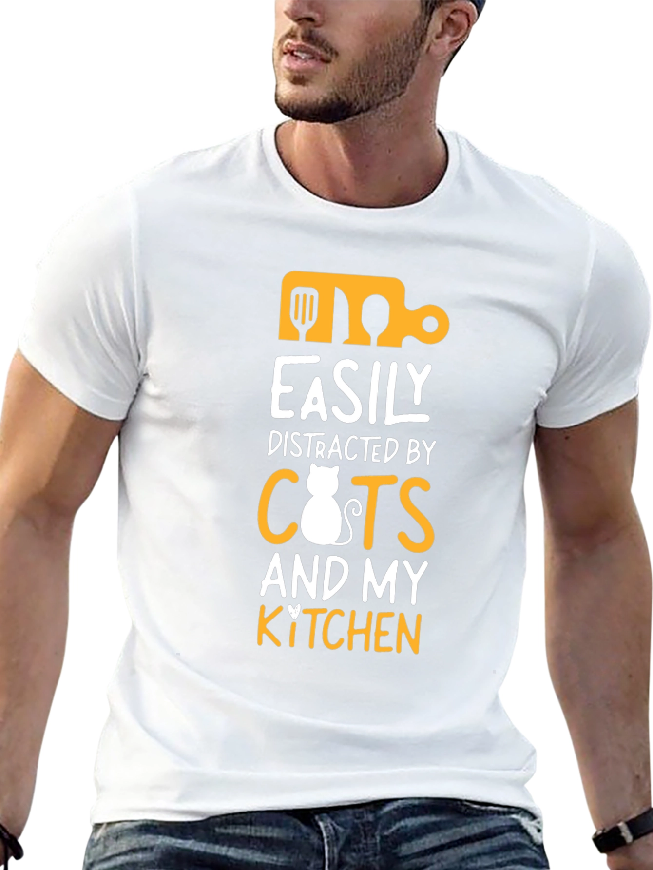 Easily Distracted by Cats and Kitchen T-Shirt