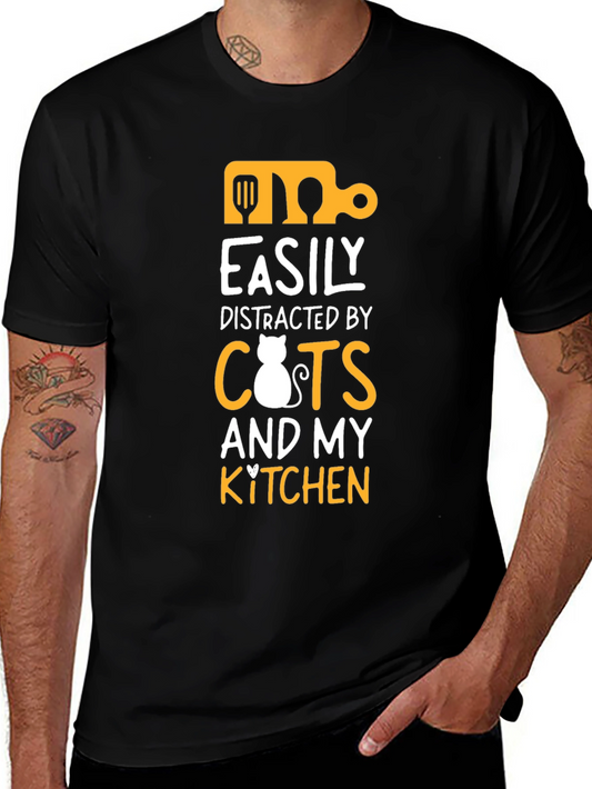 Easily Distracted by Cats and Kitchen T-Shirt