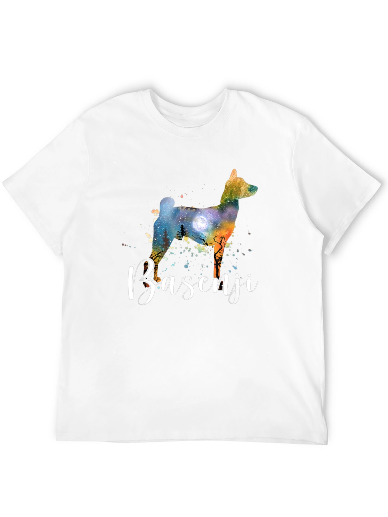 Basenji Dog Silhouette Graphic Tee - Unisex Black T-Shirt