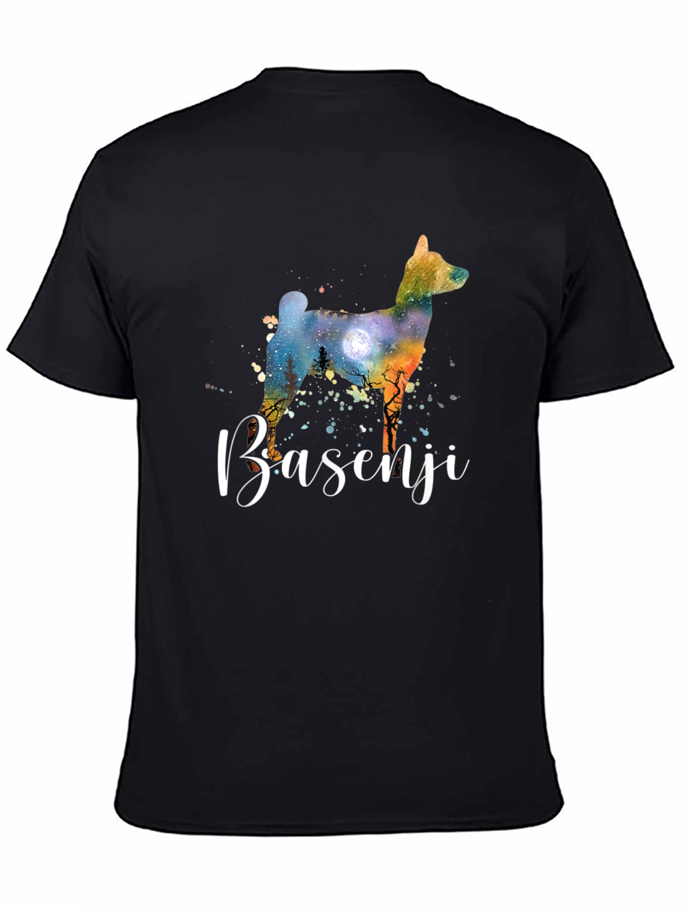 Basenji Dog Silhouette Graphic Tee - Unisex Black T-Shirt