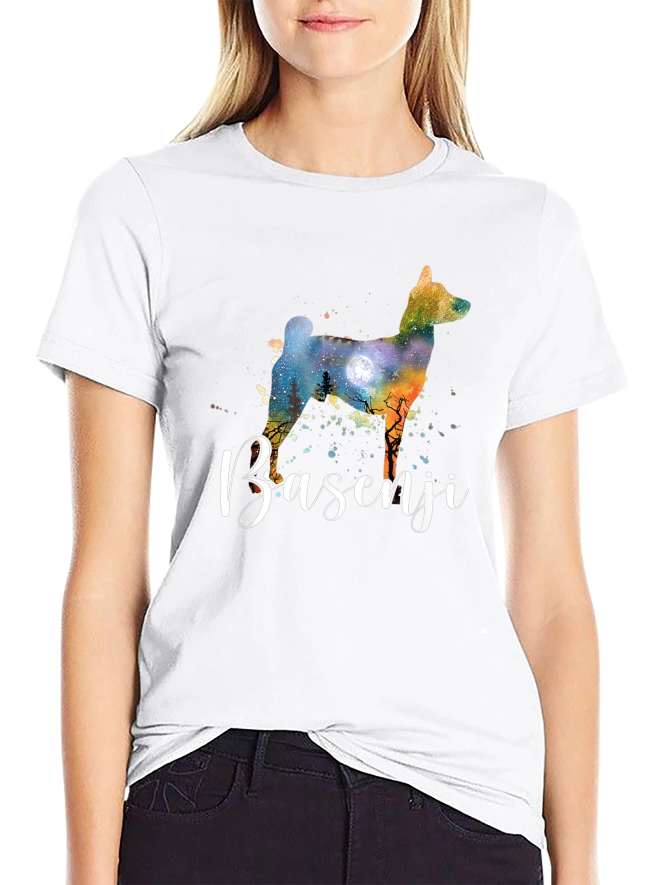 Basenji Dog Silhouette Graphic Tee - Unisex Black T-Shirt