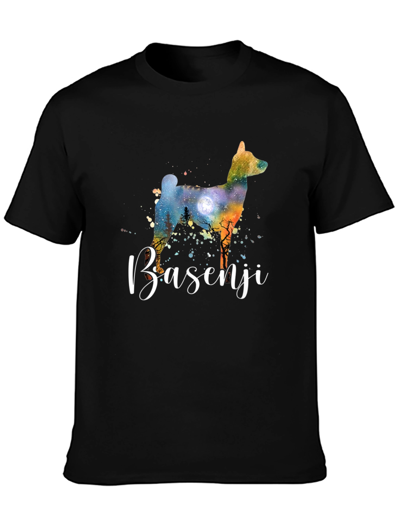 Basenji Dog Silhouette Graphic Tee - Unisex Black T-Shirt