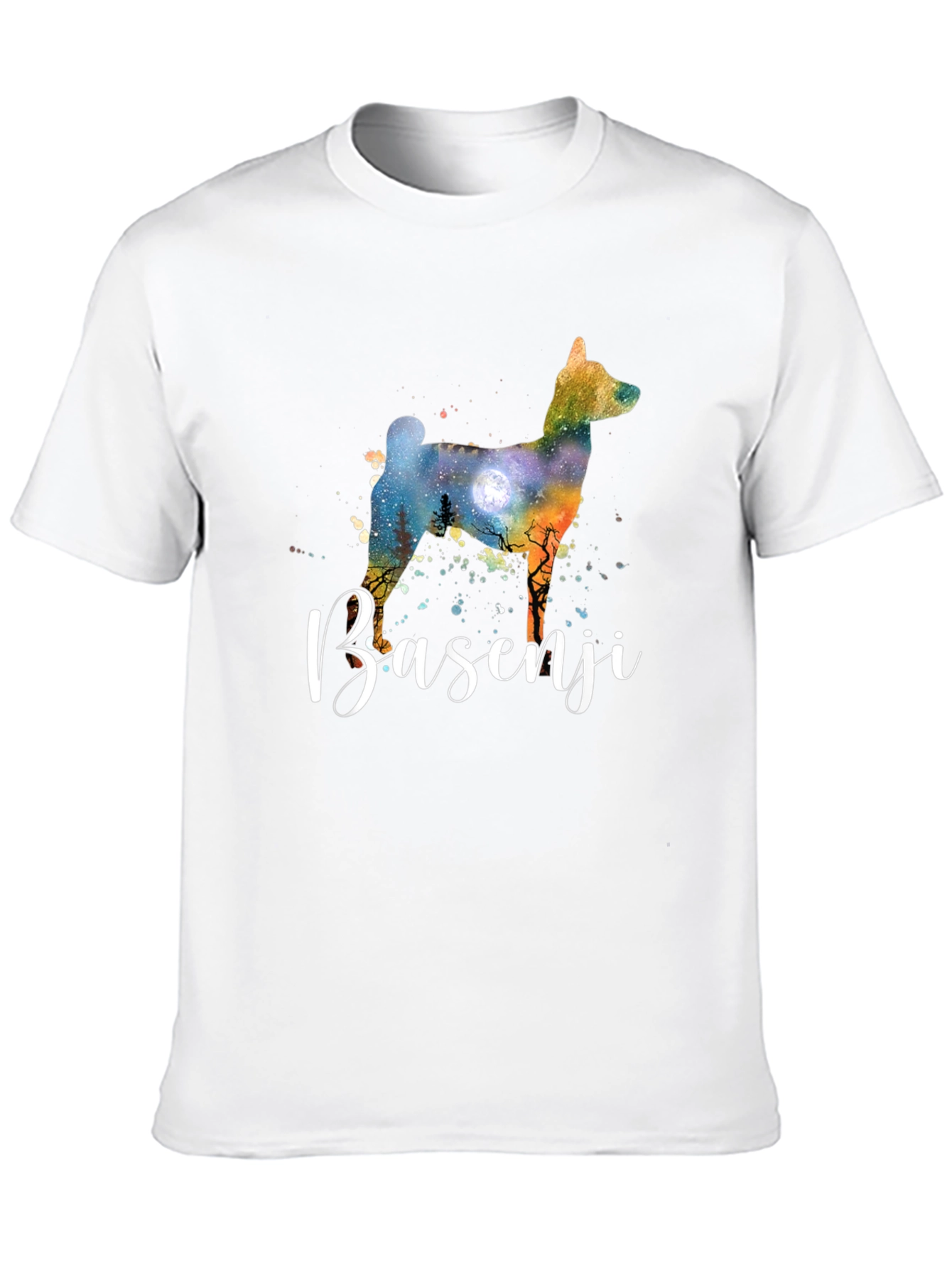Basenji Dog Silhouette Graphic Tee - Unisex Black T-Shirt