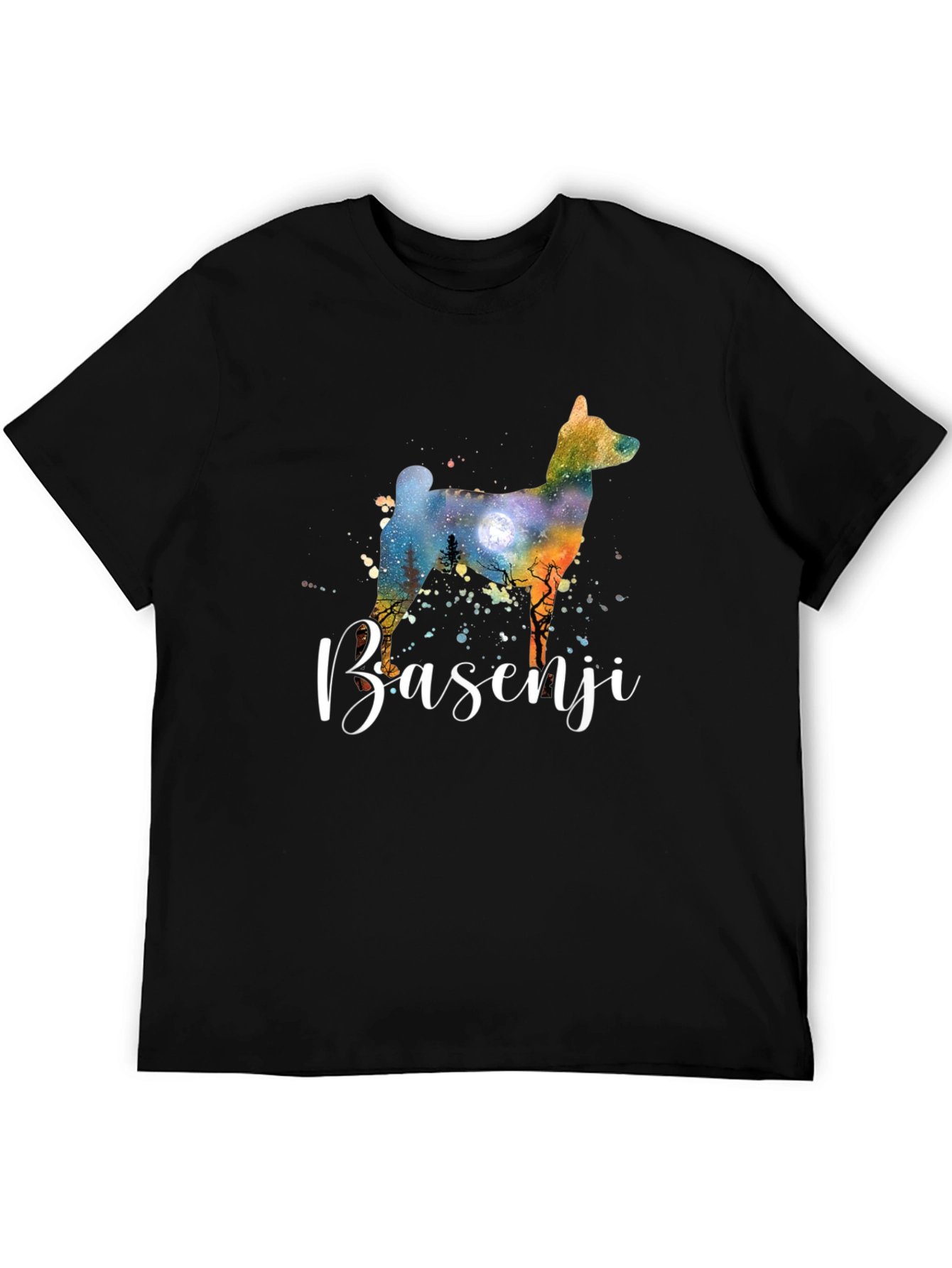 Basenji Dog Silhouette Graphic Tee - Unisex Black T-Shirt