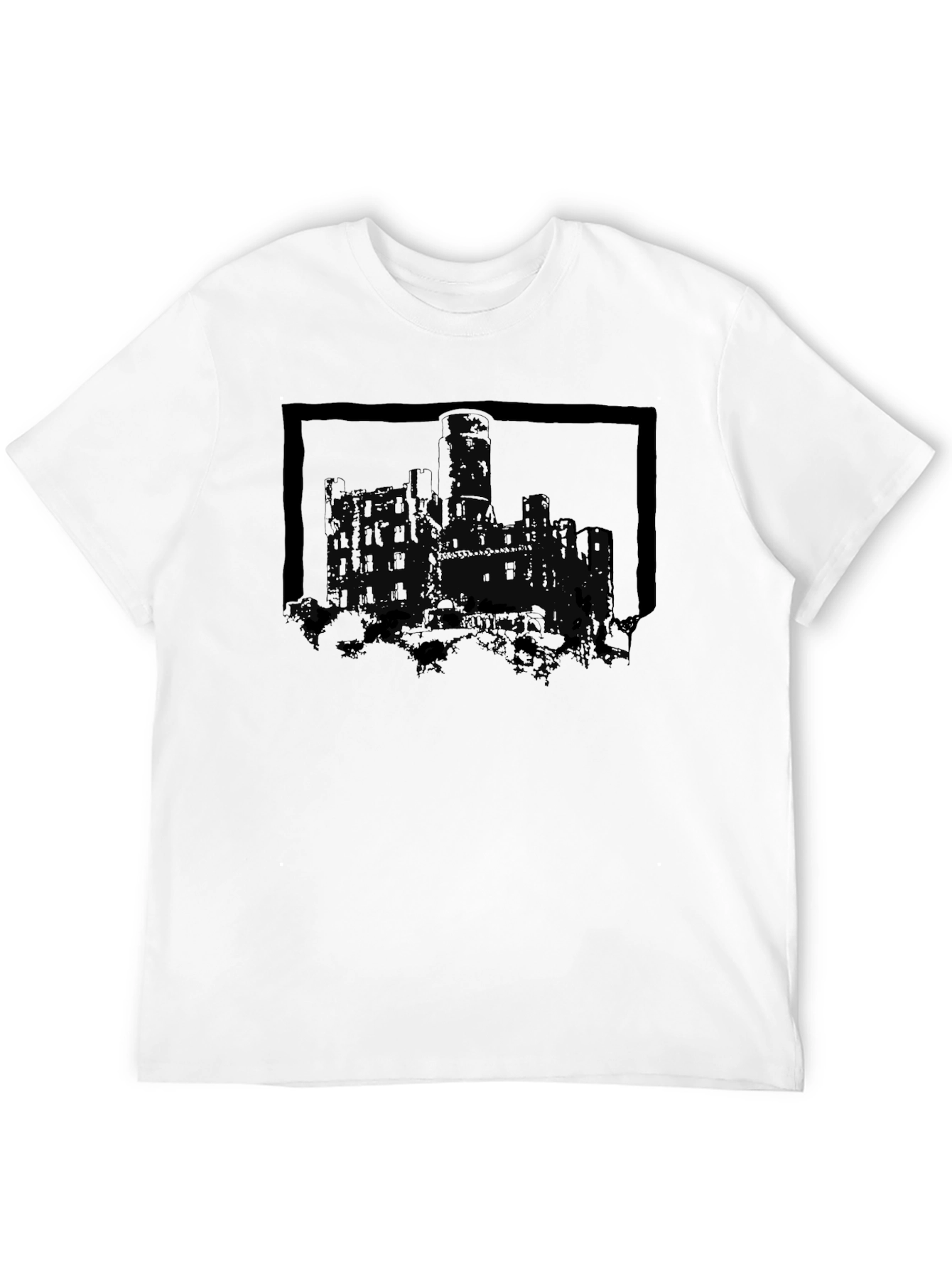 Castle Graphic Tee - Gothic Design Black T-Shirt