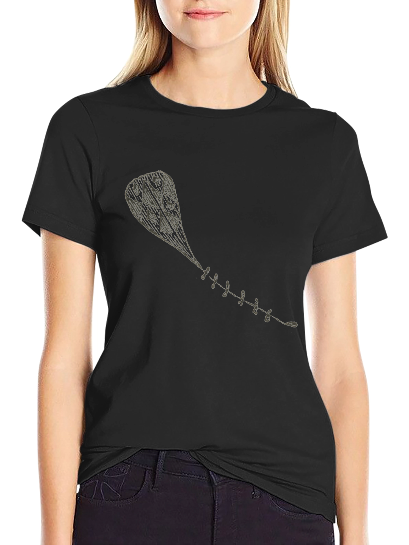 Black T-Shirt with Kite Graphic